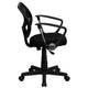 Black |#| Low Back Black Mesh Swivel Task Office Chair with Curved Square Back and Arms