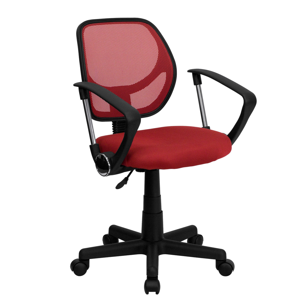 Red |#| Low Back Red Mesh Back Adjustable Height Swivel Task Office Chair with Arms
