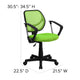 Green |#| Low Back Green Mesh Back Adjustable Height Swivel Task Office Chair with Arms