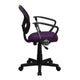 Purple |#| Low Back Purple Mesh Back Adjustable Height Swivel Task Office Chair with Arms