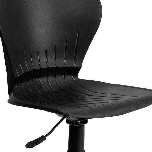 Contemporary Mid-Back Black Plastic Adjustable Height Swivel Task Office Chair