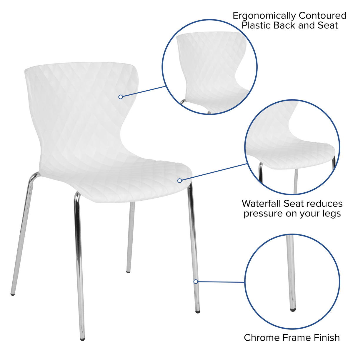 White |#| Contemporary Design White Plastic Stack Chair