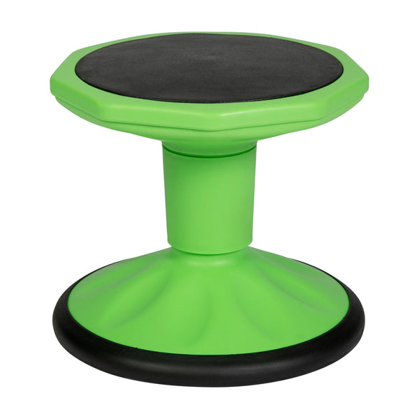 Green |#| Commercial Fixed Height Collaborative Wobble Stool with 12" Seat Height in Green