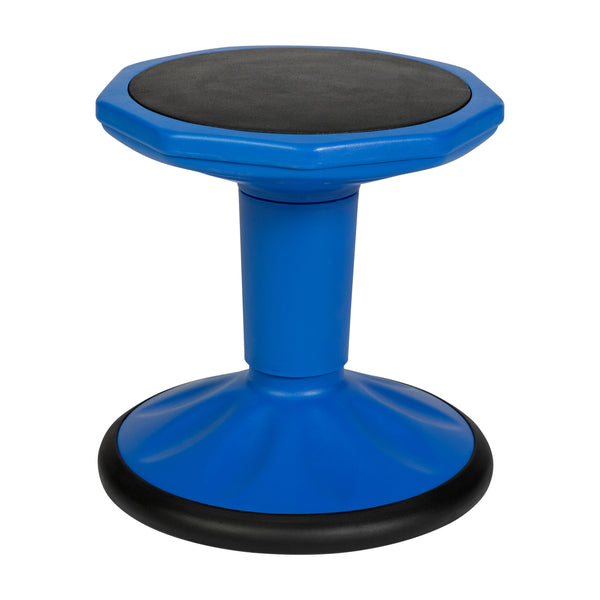 Blue |#| Commercial Fixed Height Collaborative Wobble Stool with 14" Seat Height in Blue