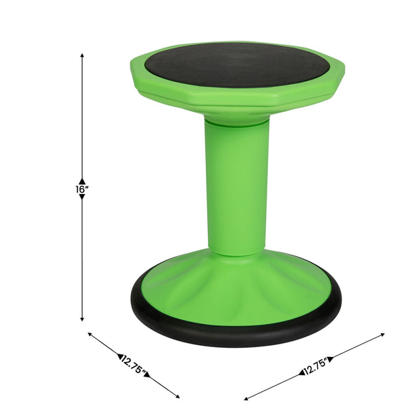 Green |#| Commercial Fixed Height Collaborative Wobble Stool with 16" Seat Height in Green