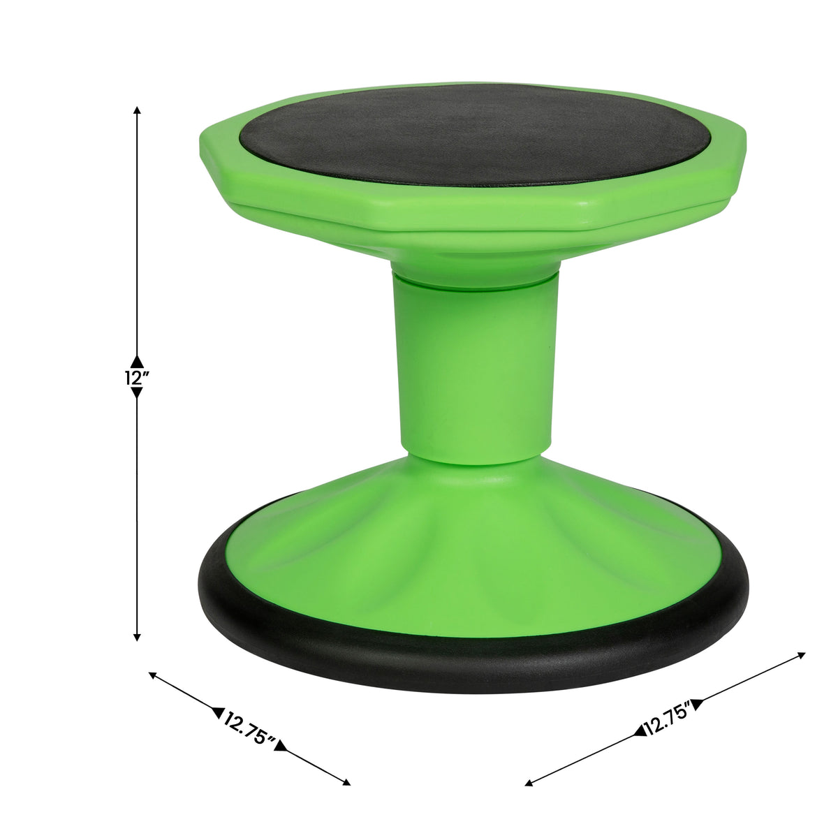 Green |#| Commercial Fixed Height Collaborative Wobble Stool with 12" Seat Height in Green
