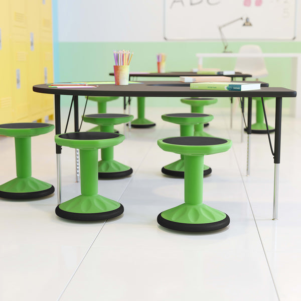 Green |#| Commercial Fixed Height Collaborative Wobble Stool with 16" Seat Height in Green