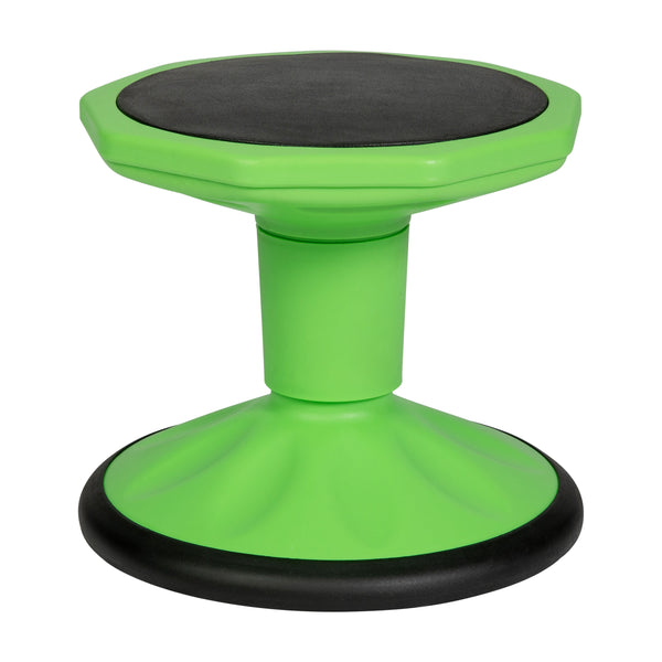 Green |#| Commercial Fixed Height Collaborative Wobble Stool with 12" Seat Height in Green