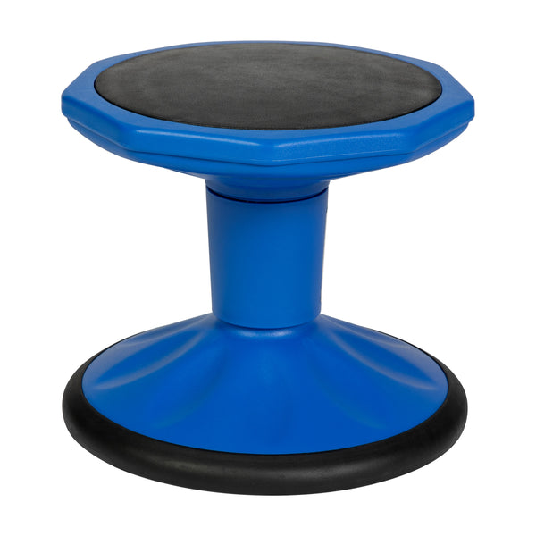 Blue |#| Commercial Fixed Height Collaborative Wobble Stool with 12" Seat Height in Blue