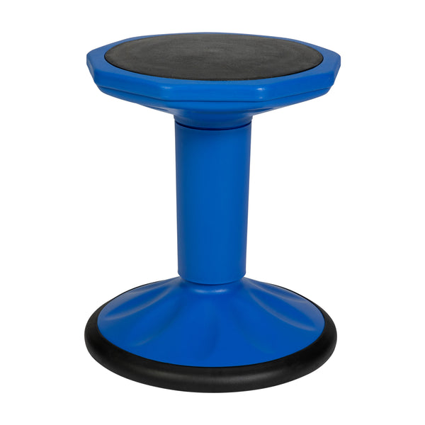 Blue |#| Commercial Fixed Height Collaborative Wobble Stool with 16" Seat Height in Blue