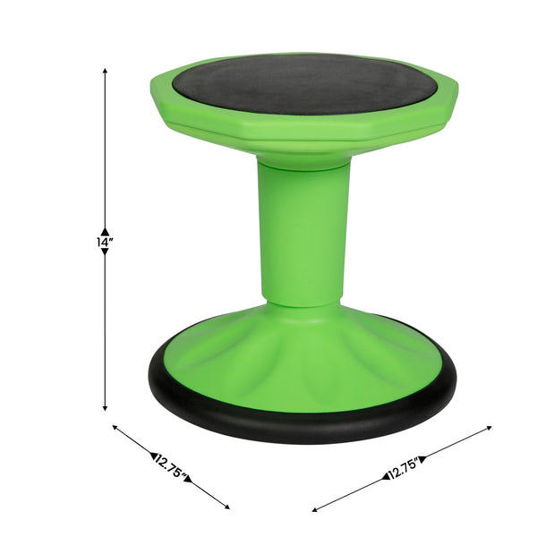 Green |#| Commercial Fixed Height Collaborative Wobble Stool with 14" Seat Height in Green