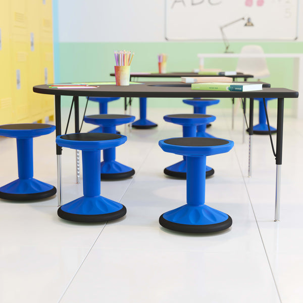 Blue |#| Commercial Fixed Height Collaborative Wobble Stool with 16" Seat Height in Blue