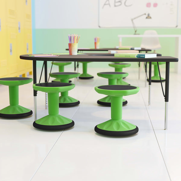 Green |#| Commercial Fixed Height Collaborative Wobble Stool with 14" Seat Height in Green