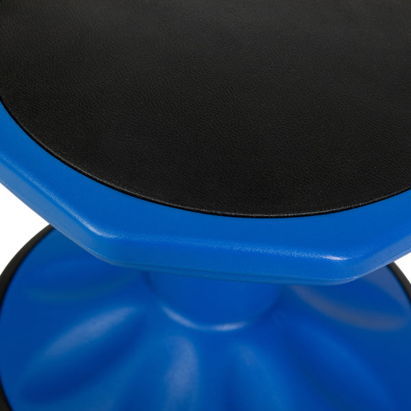 Blue |#| Commercial Fixed Height Collaborative Wobble Stool with 12" Seat Height in Blue
