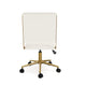 Off White Faux Leather/Polished Brass Frame |#| Faux Leather Height-Adjust Swivel Home Office Chair - Off White/Polished Brass
