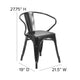 Black/Black |#| All-Weather Metal Stack Chair with Arms and Poly Resin Seat - Black/Black