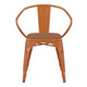 Orange/Teak |#| All-Weather Metal Stack Chair with Arms and Poly Resin Seat - Orange/Teak