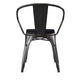 Black/Black |#| All-Weather Metal Stack Chair with Arms and Poly Resin Seat - Black/Black