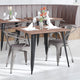Silver/Gray |#| All-Weather Metal Stack Chair with Arms and Poly Resin Seat - Silver/Gray