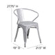 Silver/Gray |#| All-Weather Metal Stack Chair with Arms and Poly Resin Seat - Silver/Gray