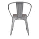 Silver/Gray |#| All-Weather Metal Stack Chair with Arms and Poly Resin Seat - Silver/Gray