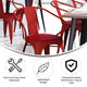 Red/Red |#| All-Weather Metal Stack Chair with Arms and Poly Resin Seat - Red/Red