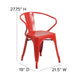 Red/Red |#| All-Weather Metal Stack Chair with Arms and Poly Resin Seat - Red/Red