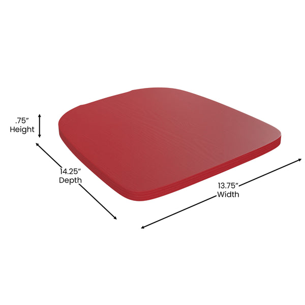 Red/Red |#| All-Weather Metal Stack Chair with Arms and Poly Resin Seat - Red/Red