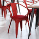 Red/Red |#| All-Weather Metal Stack Chair with Arms and Poly Resin Seat - Red/Red