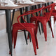 Red/Red |#| All-Weather Metal Stack Chair with Arms and Poly Resin Seat - Red/Red