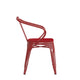 Red/Red |#| All-Weather Metal Stack Chair with Arms and Poly Resin Seat - Red/Red