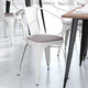 White/Gray |#| All-Weather Metal Stack Chair with Arms and Poly Resin Seat - White/Gray