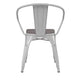 White/Gray |#| All-Weather Metal Stack Chair with Arms and Poly Resin Seat - White/Gray