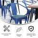 Blue/Teal-Blue |#| All-Weather Metal Stack Chair with Arms and Poly Resin Seat - Blue/Teal Blue