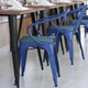 Blue/Teal-Blue |#| All-Weather Metal Stack Chair with Arms and Poly Resin Seat - Blue/Teal Blue