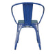 Blue/Teal-Blue |#| All-Weather Metal Stack Chair with Arms and Poly Resin Seat - Blue/Teal Blue