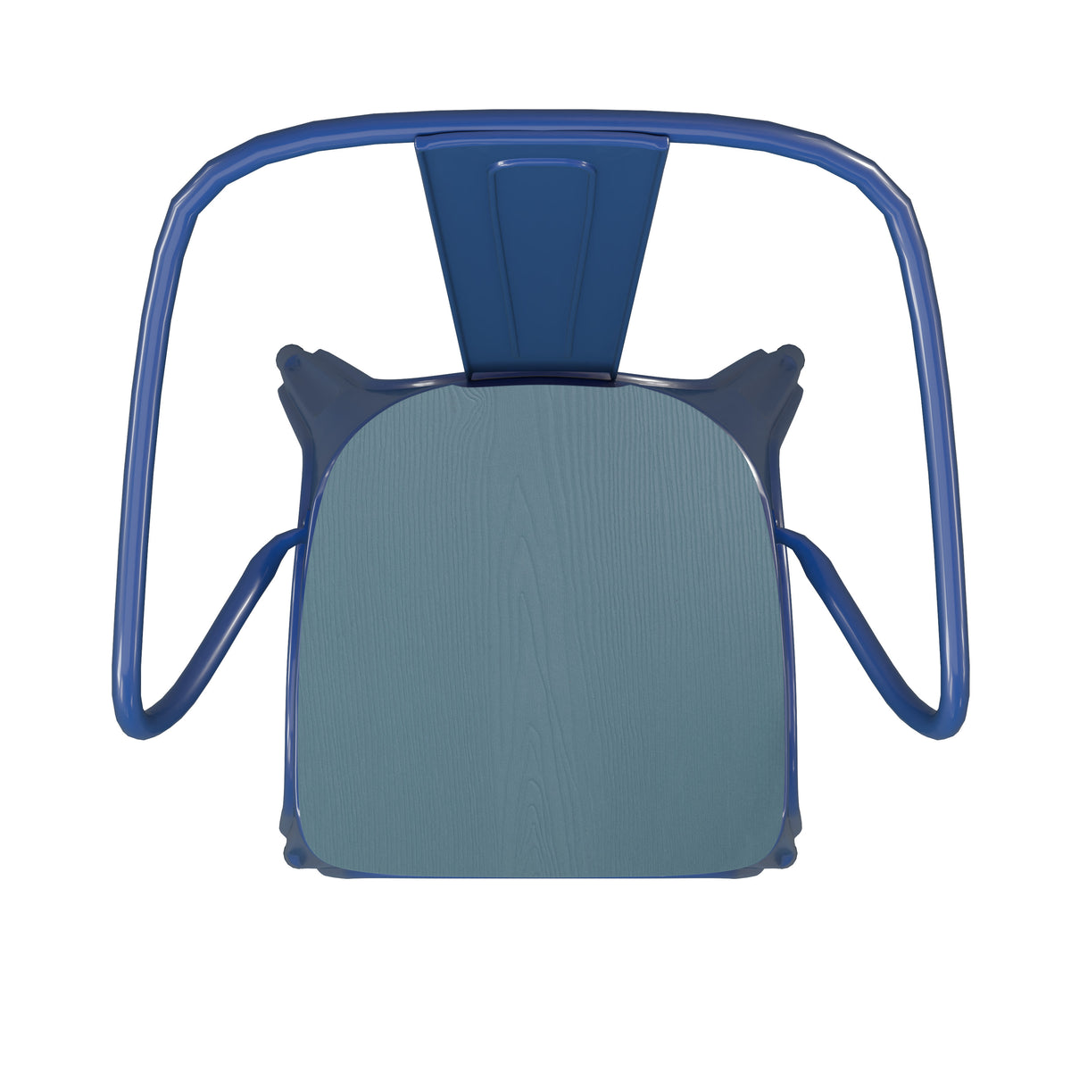 Blue/Teal-Blue |#| All-Weather Metal Stack Chair with Arms and Poly Resin Seat - Blue/Teal Blue