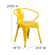 Yellow/Teak |#| All-Weather Metal Stack Chair with Arms and Poly Resin Seat - Yellow/Teak