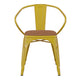 Yellow/Teak |#| All-Weather Metal Stack Chair with Arms and Poly Resin Seat - Yellow/Teak
