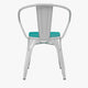 White/Mint Green |#| All-Weather Metal Stack Chair with Arms and Poly Resin Seat - White/Mint