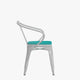 White/Mint Green |#| All-Weather Metal Stack Chair with Arms and Poly Resin Seat - White/Mint