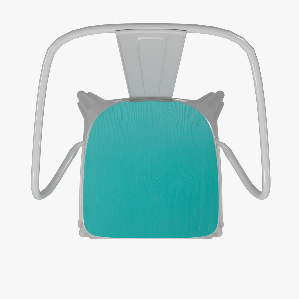 White/Mint Green |#| All-Weather Metal Stack Chair with Arms and Poly Resin Seat - White/Mint