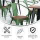 Green/Teak |#| All-Weather Metal Stack Chair with Arms and Poly Resin Seat - Green/Teak