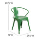 Green/Teak |#| All-Weather Metal Stack Chair with Arms and Poly Resin Seat - Green/Teak