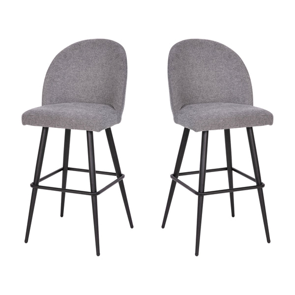 Gray Faux Linen |#| Commercial Grade 30inch Armless Barstool with Contoured Back in Gray Faux Linen