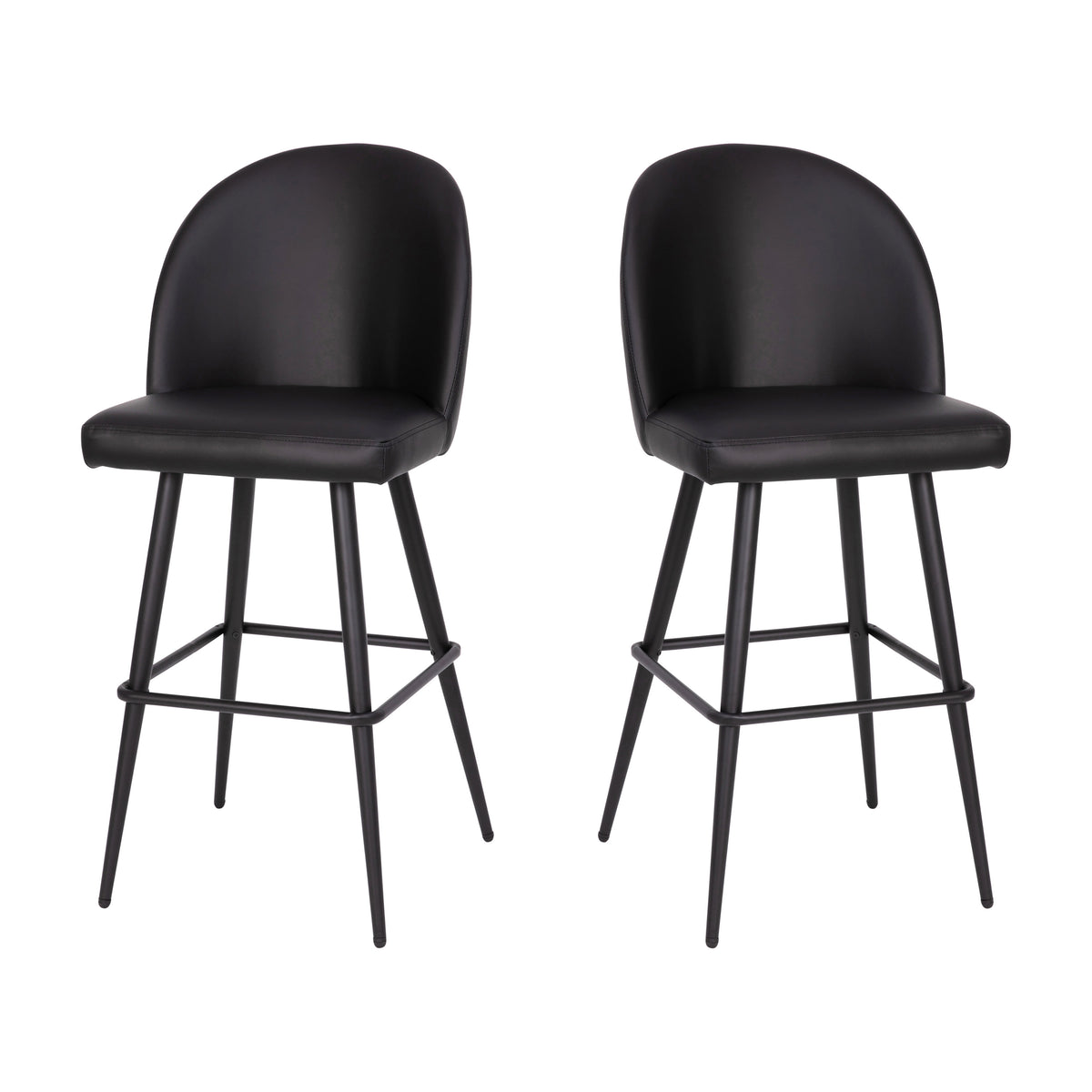 Black LeatherSoft |#| Commercial Grade 30inch Armless Barstool with Contoured Back in Black LeatherSoft