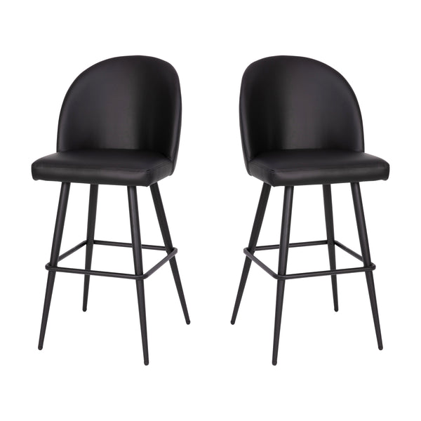 Black LeatherSoft |#| Commercial Grade 30inch Armless Barstool with Contoured Back in Black LeatherSoft
