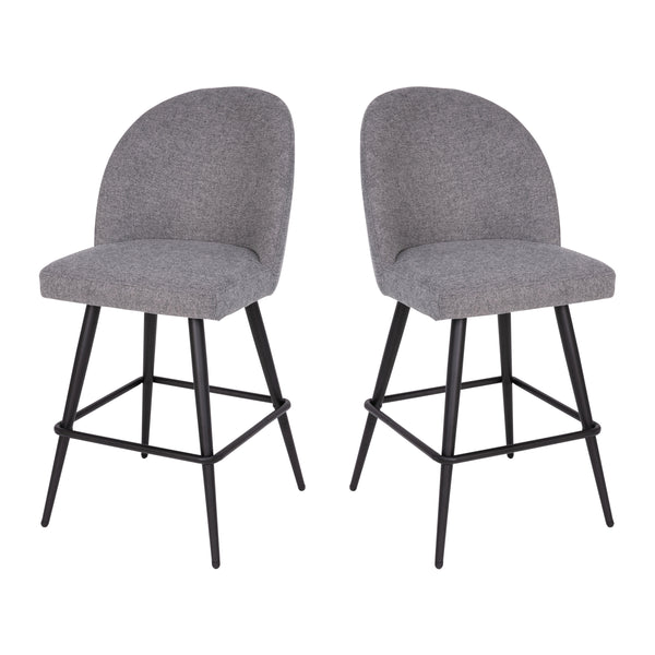 Gray Faux Linen |#| Commercial Grade 26inch Armless Stools with Contoured Backs in Gray Faux Linen