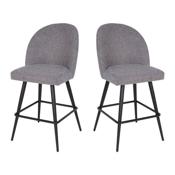 Gray Faux Linen |#| Commercial Grade 26inch Armless Stools with Contoured Backs in Gray Faux Linen