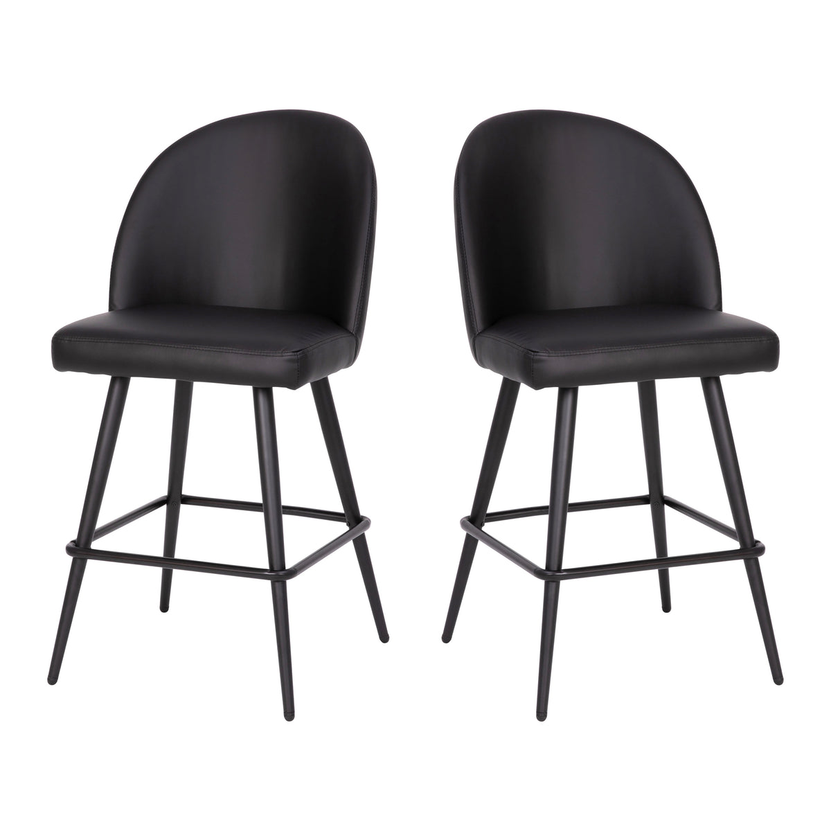 Black LeatherSoft |#| Commercial Grade 26inch Armless Stools with Contoured Backs in Black LeatherSoft